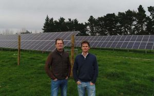 Solagri Energy CEO Peter Saunders, at left with Hamish Hutton, says access to $10 million of NZGIF debt will accelerate the company’s expansion plans for solar energy to dairy farms.