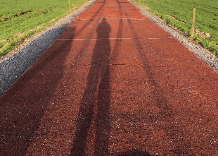 Example of AstroTurf used on a farm roadway