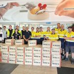 The Darfield Maintenance & Hapori Programme teams with the Christmas food boxes packed and ready to be delivered.