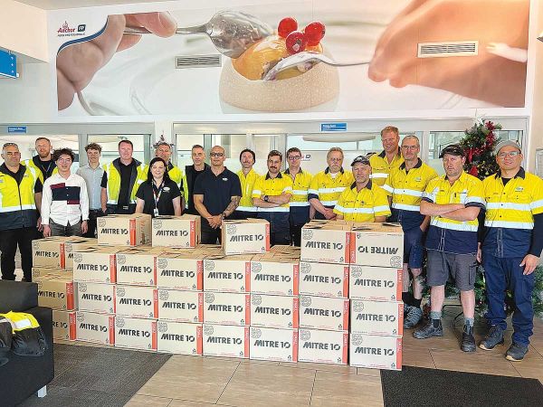 The Darfield Maintenance & Hapori Programme teams with the Christmas food boxes packed and ready to be delivered.