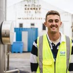 Matt Haycock and the old rennet factory in Eltham where his grandfather Brian Davies worked when he graduated from Massey University in the 1960s.