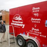 Missy Stanley checks out the new ice cream trailer for Farmview Creamery, which is set to open in May at White Oak Dairy in Ashland and run on Fridays and Saturdays to start. It will feature an inaugural menu of eight rotating flavors.