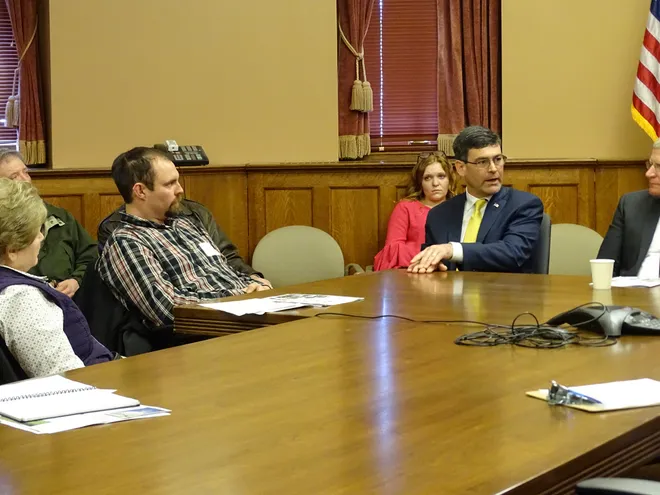 Farmers share their concerns with lawmakers during Ag Day at the Capitol event in Madison, Wis.