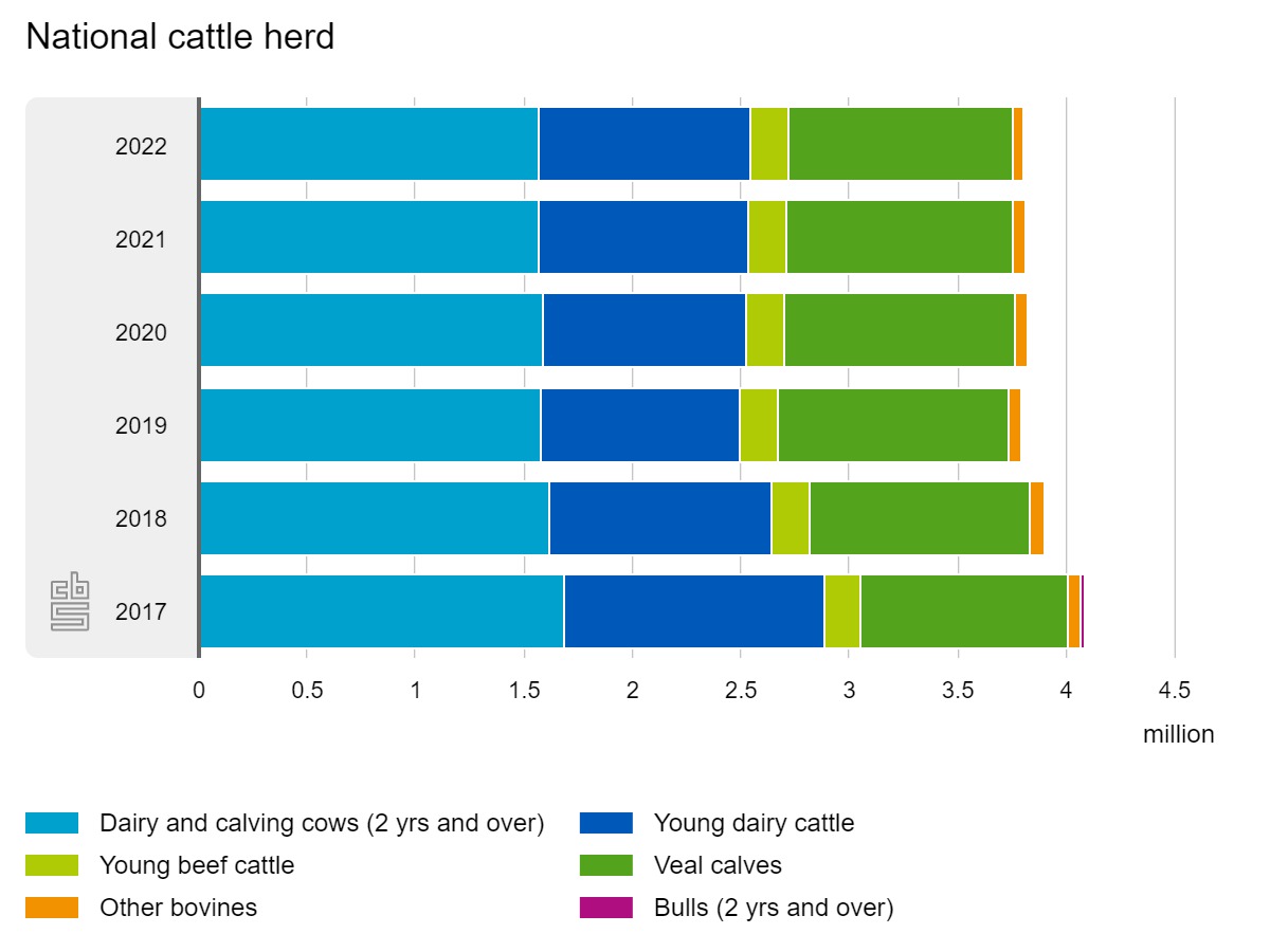 Hardly fewer dairy cows, but smaller pig herd in 20222