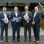 Above, from left; Keith Agnew, Vice-Chairman; Colin Kelly, Group CEO; Peter Sheridan, Group Chief Financial Officer; Niall Matthews, Chairman; Lakeland Dairies. The largest cross-border dairy processing co-operative on the island of Ireland, announced