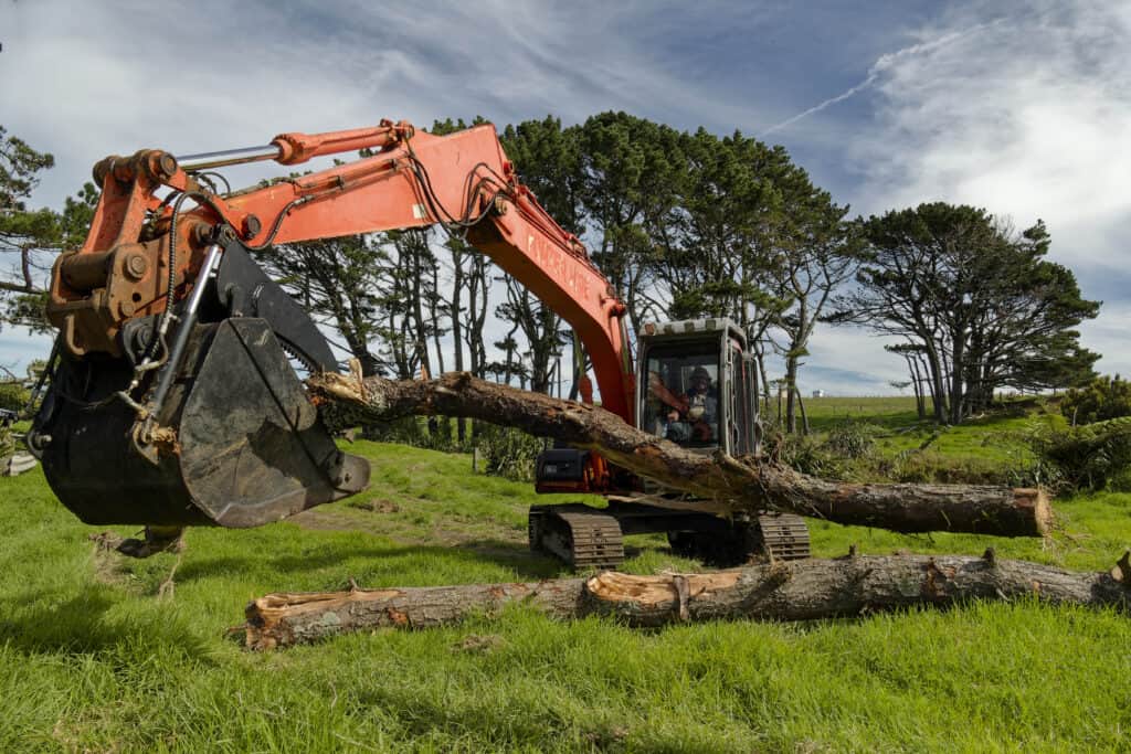 The farm jobs never end, especially when inclement weather hits. Stuart clears the trees felled by Cyclone Gabrielle.