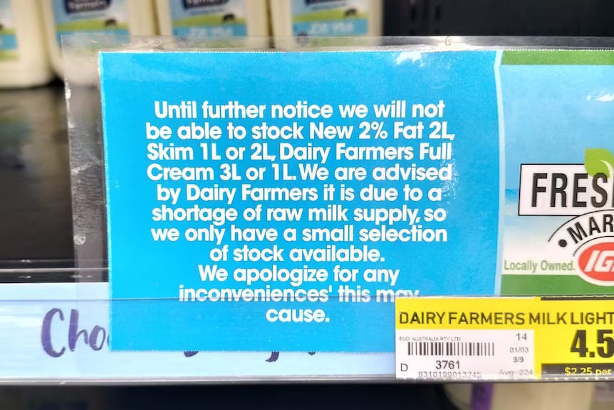 Supermarkets are apologising to customers for the shortage of milk. 