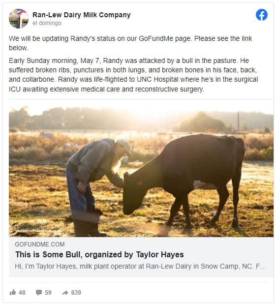 NC dairy farmer, recovering from accident, receives outpouring of love from friends, neighbors, and strangers