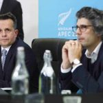 Vangelis Vitalis, left, during the Apec Informal Leaders' Retreat at the Majestic Centre two years ago.