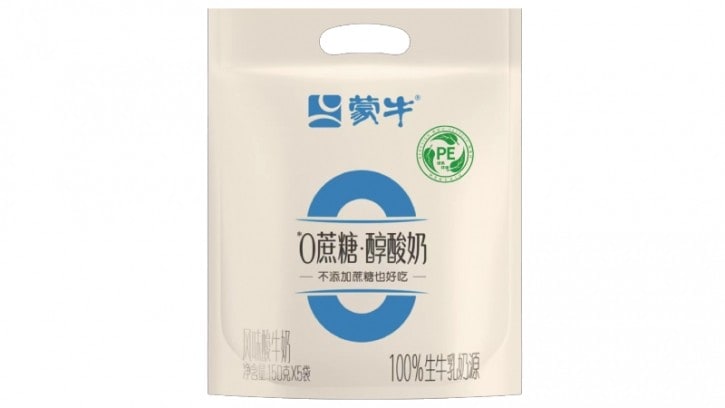 Mengniu's new mono-material yoghurt packaging is made using Dow’s proprietary resins. ©Mengniu