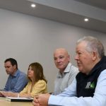 The dairy contingent speaking to the Coalition panel this week in Shepparton included (from left) ACM CEO Jason Limbrick, Australian Dairy Products Federation executive officer Janine Waller, Noumi head of technical Tom Dickins and Fonterra supplier Paul Weller.