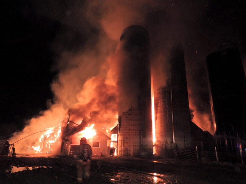 Large dairy barn burns on the Queen’s Line