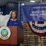 Edge Dairy Farmer Cooperative member Sandy Larson speaks at USDA Partnerships for Climate-Smart Commodities event